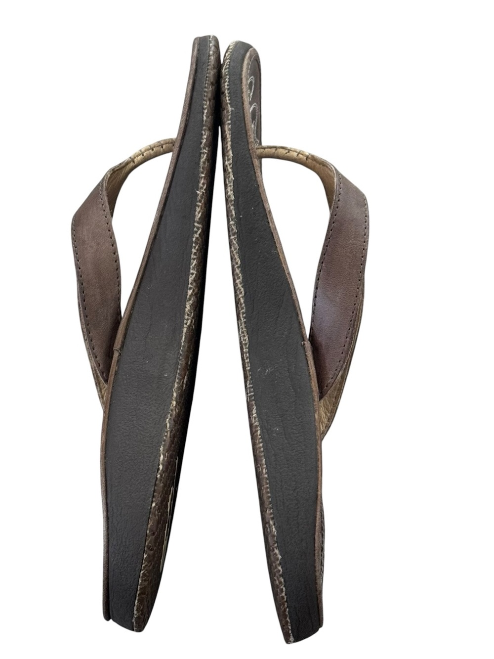 Olukai Paniolo Brown Leather Flip Flop Sandals Size 8 - Picture 10 of 11